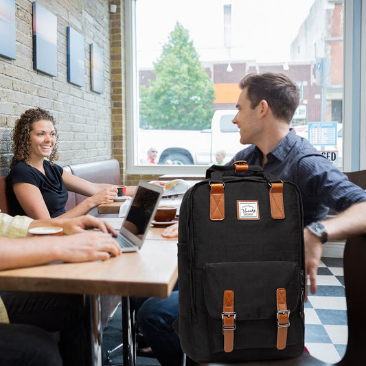 Women's School & Travel Backpack with Laptop Sleeve — Black