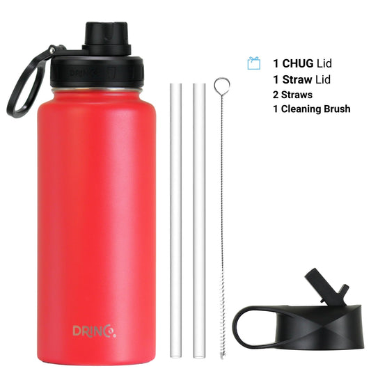 DRINCO 32oz Insulated Water Bottle — Barn Red
