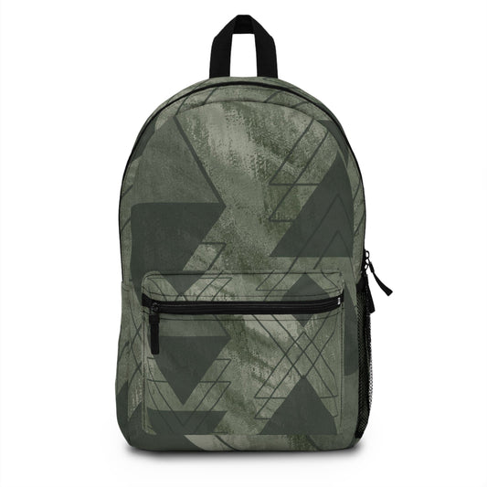 Water-Resistant Backpack — Olive Green Triangular