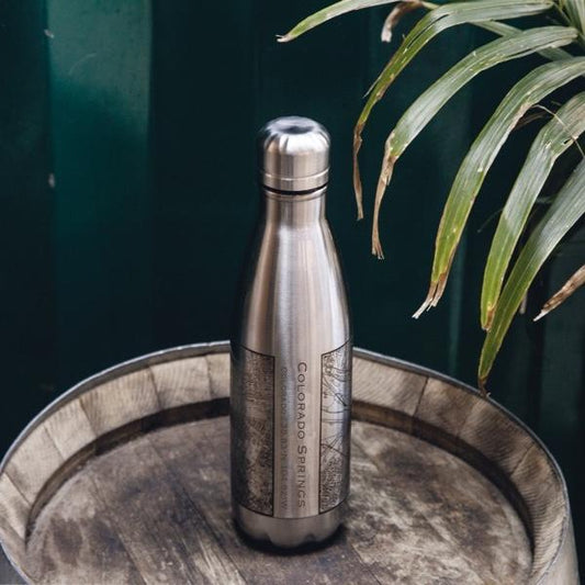 Colorado Springs, Colorado Map Bottle — Matte Black