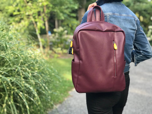 Lenox Vegan Leather Backpack — Burgundy