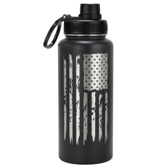 DRINCO 32oz Insulated Water Bottle — USA Flag Black