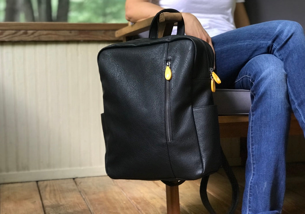 Lenox Vegan Leather Backpack — Burgundy