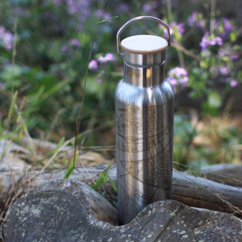 Pittsburgh, Pennsylvania Map Bottle — Bamboo Top
