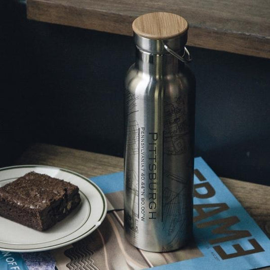 Pittsburgh, Pennsylvania Map Bottle — Bamboo Top
